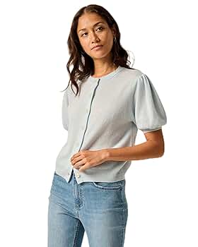 johnnie-O Women's Lizzie Puff Sleeve Cardigan Breeze/XS at